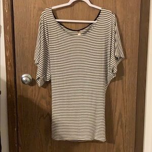 Striped blouse- oversize flowy top, fitted waist